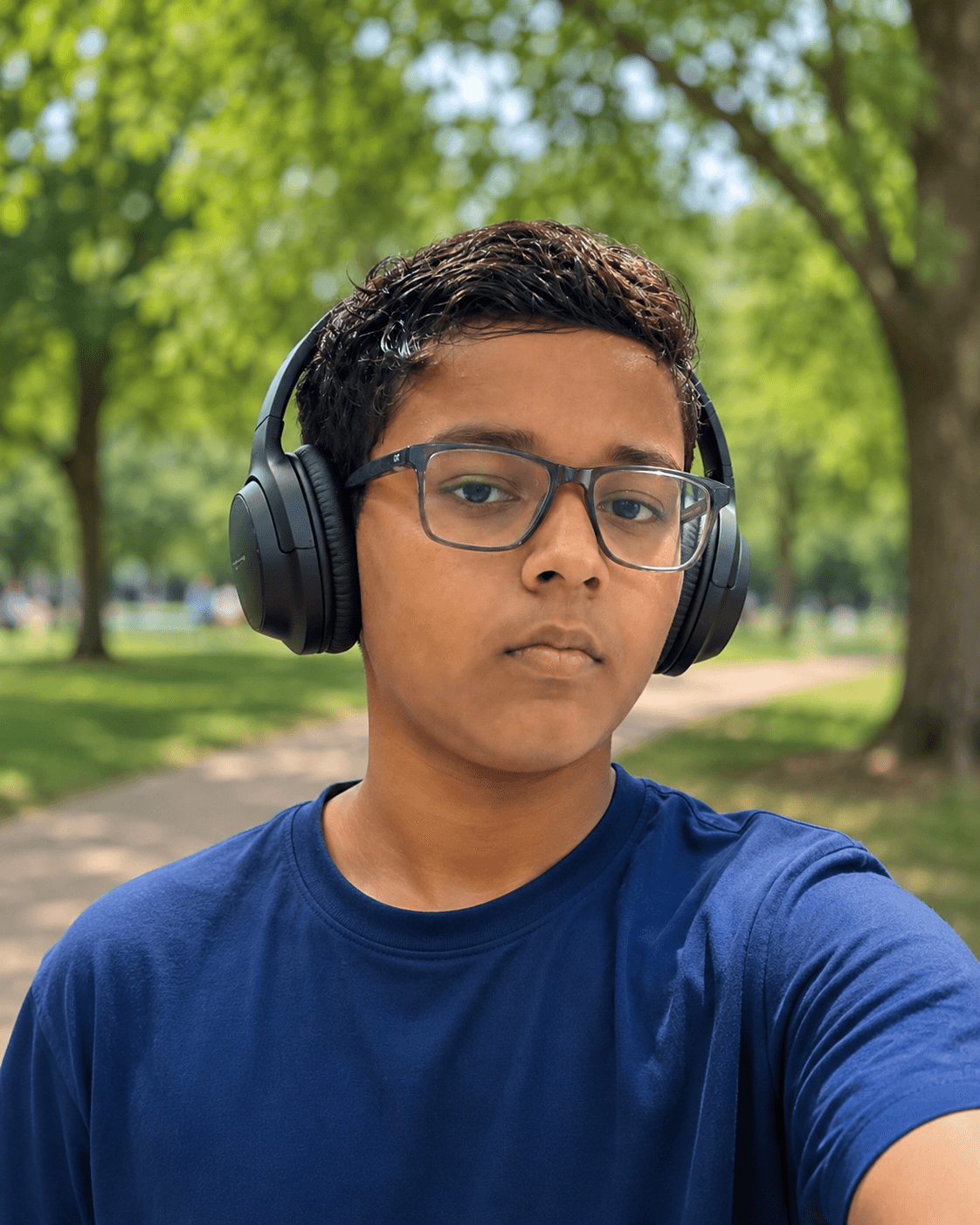 Vansh Barman wearing headphones